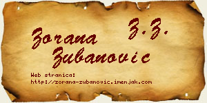 Zorana Zubanović vizit kartica